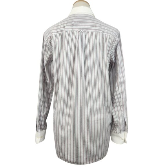Theory Top Women's Large Long Sleeve Button Down Stripped Hidden Button Placket - Picture 4 of 14